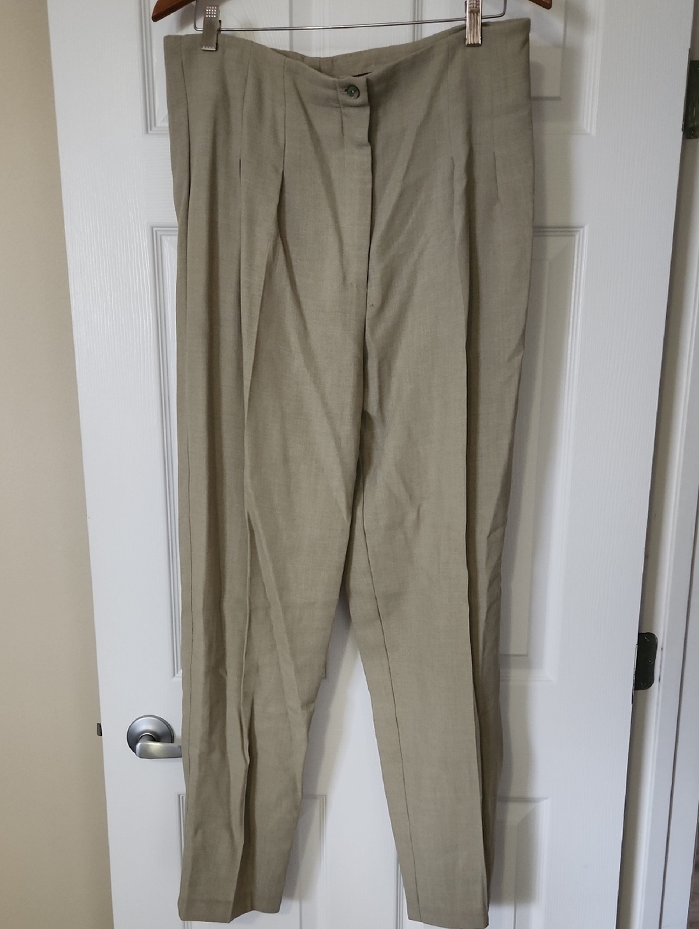 High-Waist Pleated Trousers in Light Khaki
